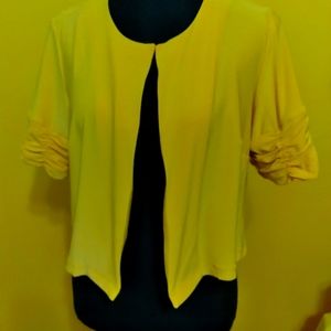 Perceptions Mustard Yellow Ruched Sleeve Shrug Size Petit Large